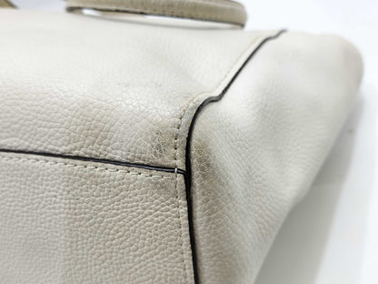 COACH White Turnlock Chain One-Shoulder Leather Tote Bag