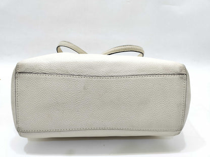 COACH White Turnlock Chain One-Shoulder Leather Tote Bag