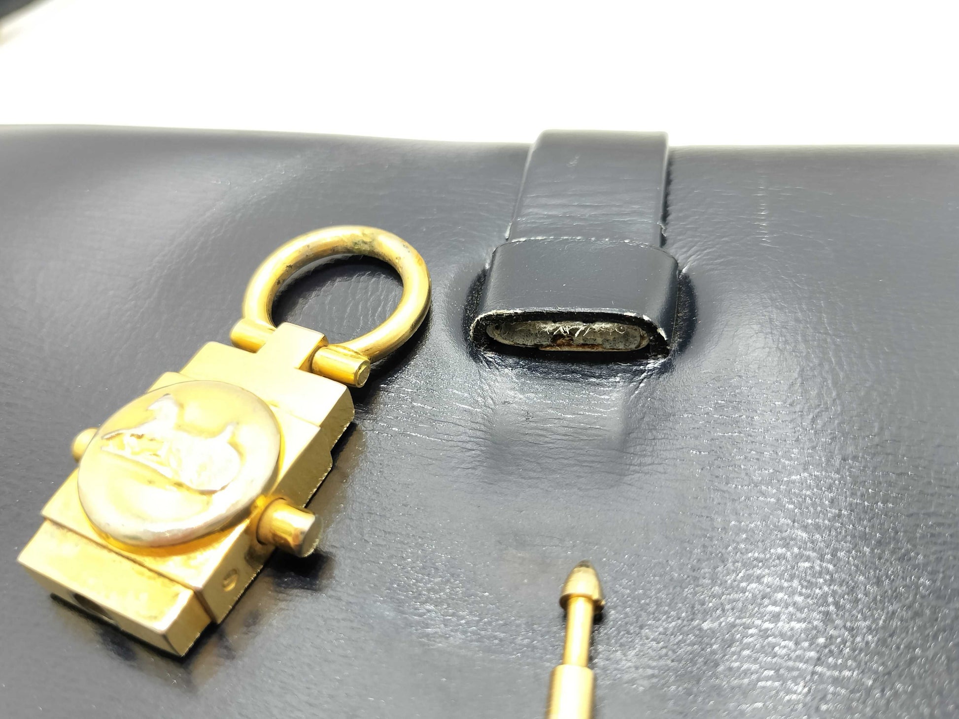 CELINE CELINE Leather Shoulder Bag Black Clutch Bag