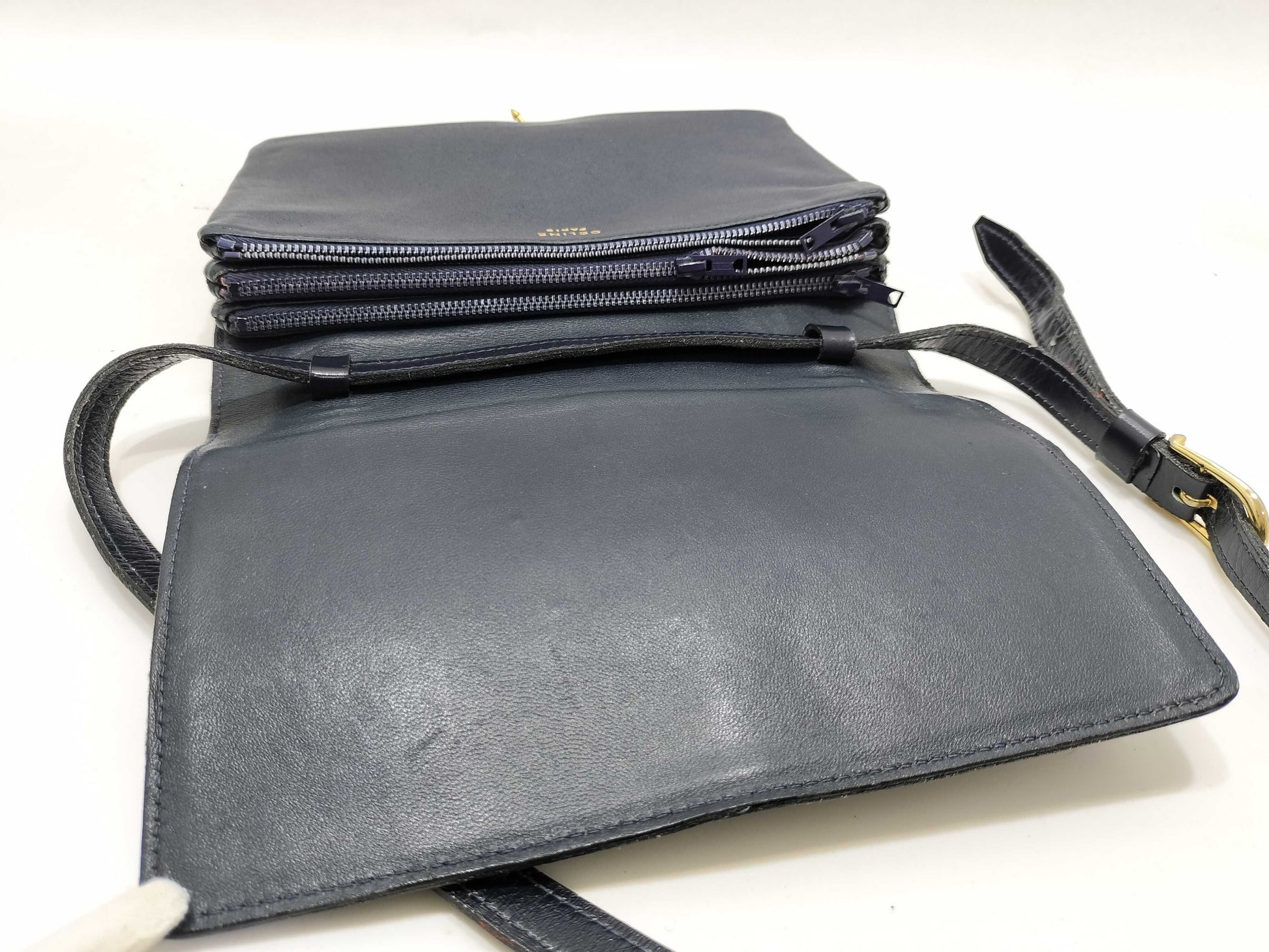 CELINE CELINE Leather Shoulder Bag Black Clutch Bag