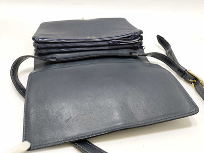 CELINE CELINE Leather Shoulder Bag Black Clutch Bag