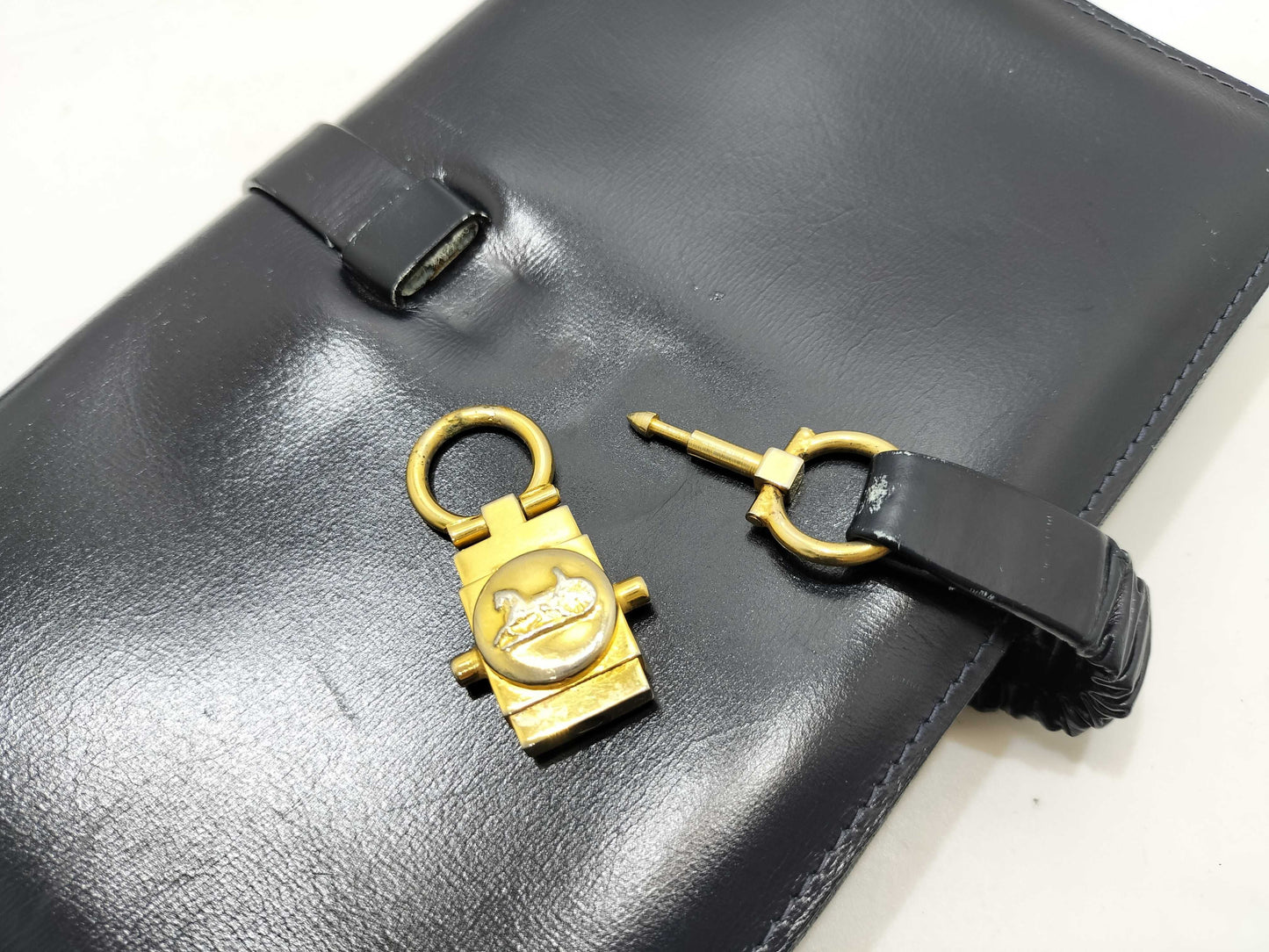 CELINE CELINE Leather Shoulder Bag Black Clutch Bag