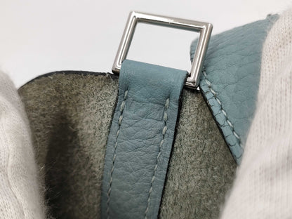HERMES HERMES Picotin PM Light Blue with Silver Hardware, Size M, Handbag