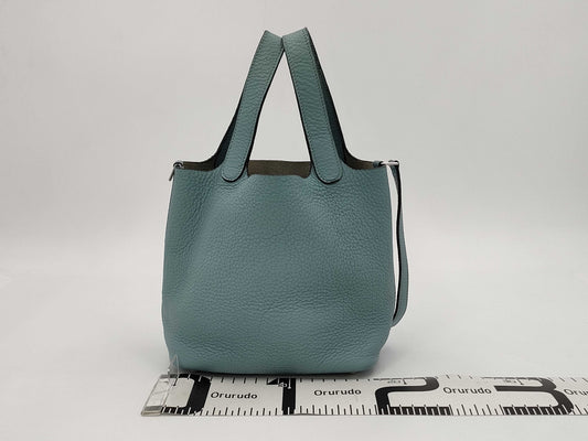 HERMES HERMES Picotin PM Light Blue with Silver Hardware, Size M, Handbag