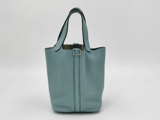 HERMES HERMES Picotin PM Light Blue with Silver Hardware, Size M, Handbag
