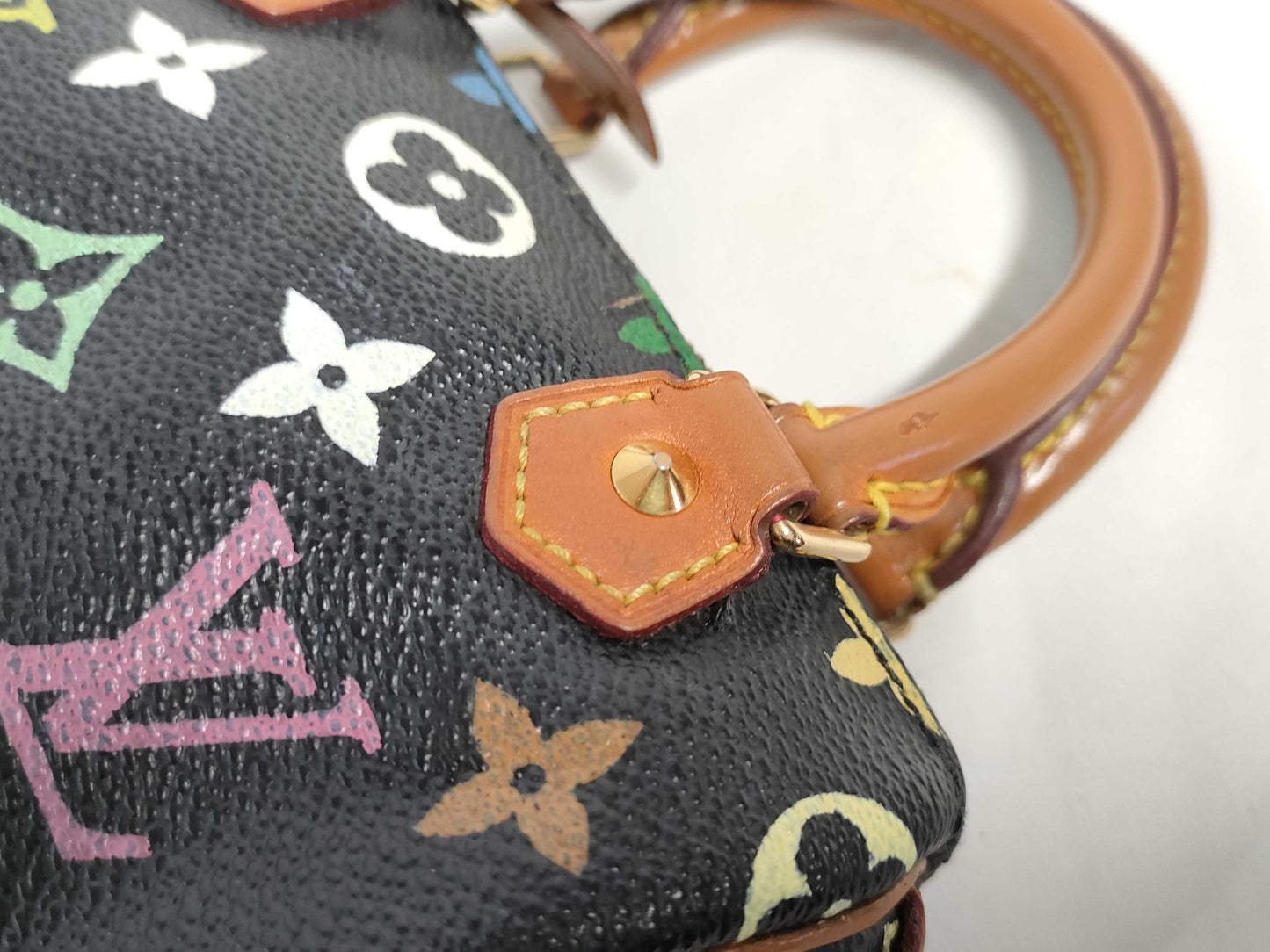LOUIS VUITTON RFID verification failed. Serial number verification failed. Monogram Multicolore Louis Vuitton Monogram Mini Speedy Handbag Noir.