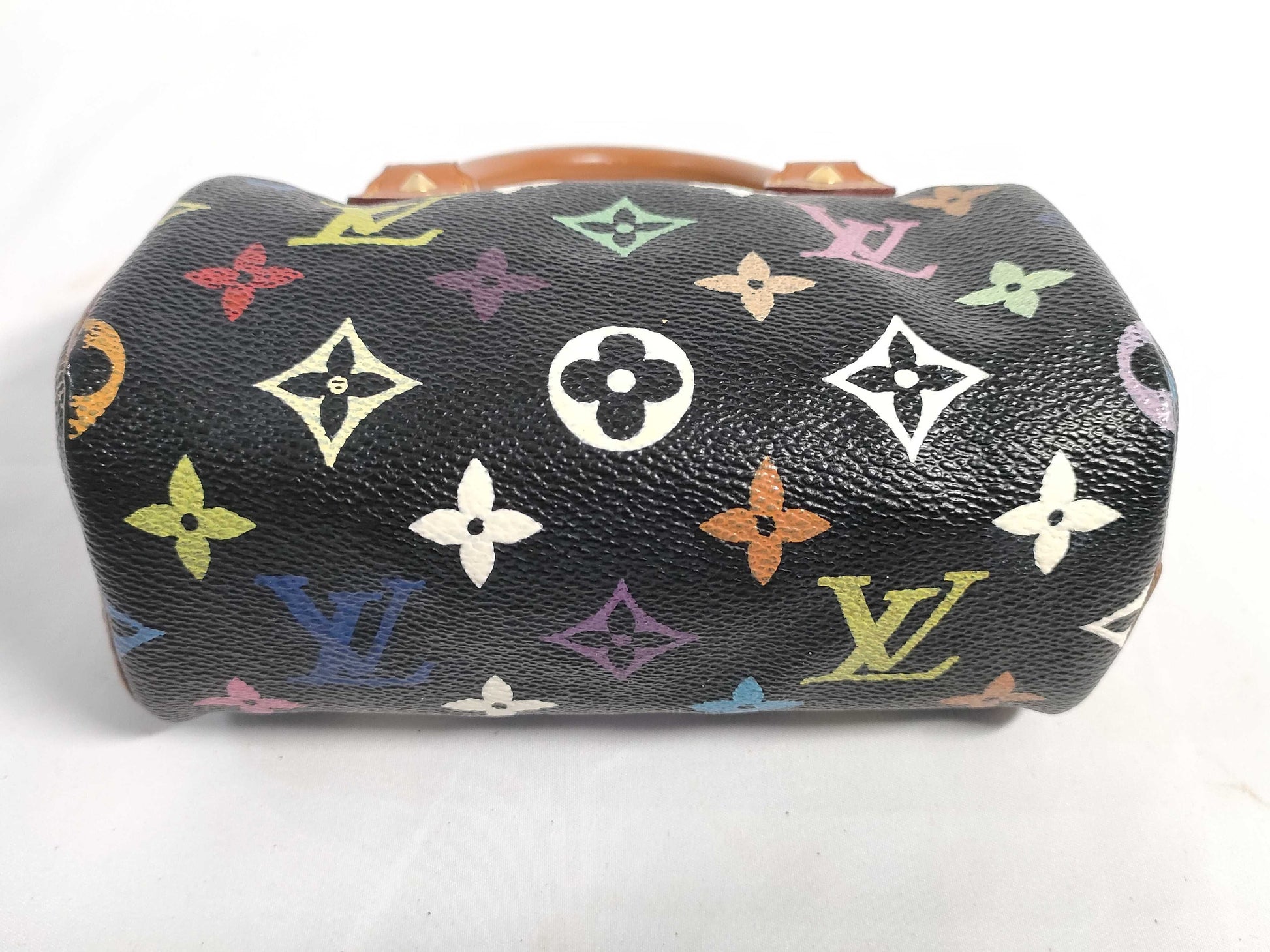 LOUIS VUITTON RFID verification failed. Serial number verification failed. Monogram Multicolore Louis Vuitton Monogram Mini Speedy Handbag Noir.