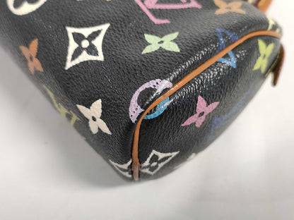 LOUIS VUITTON RFID verification failed. Serial number verification failed. Monogram Multicolore Louis Vuitton Monogram Mini Speedy Handbag Noir.