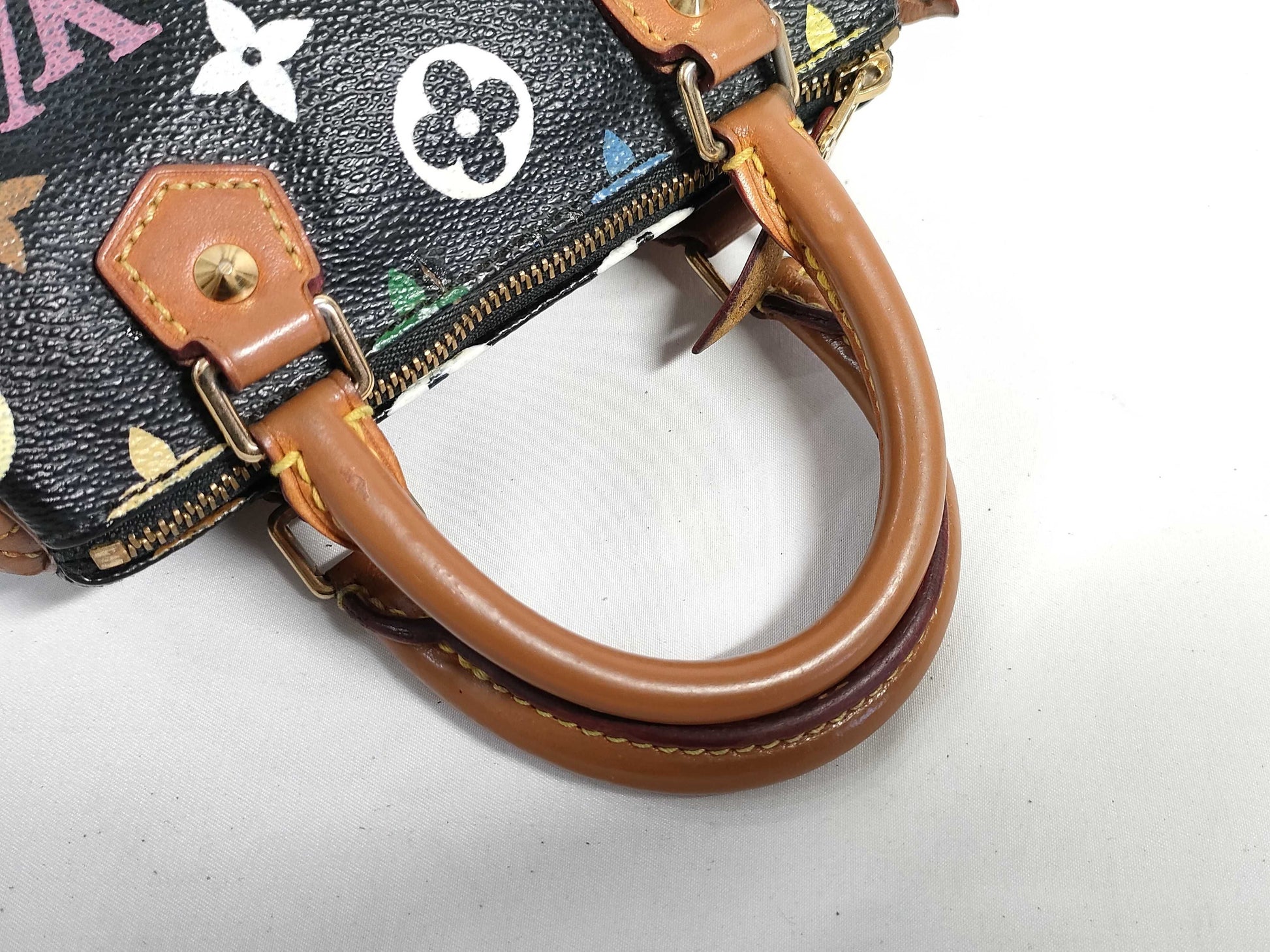 LOUIS VUITTON RFID verification failed. Serial number verification failed. Monogram Multicolore Louis Vuitton Monogram Mini Speedy Handbag Noir.