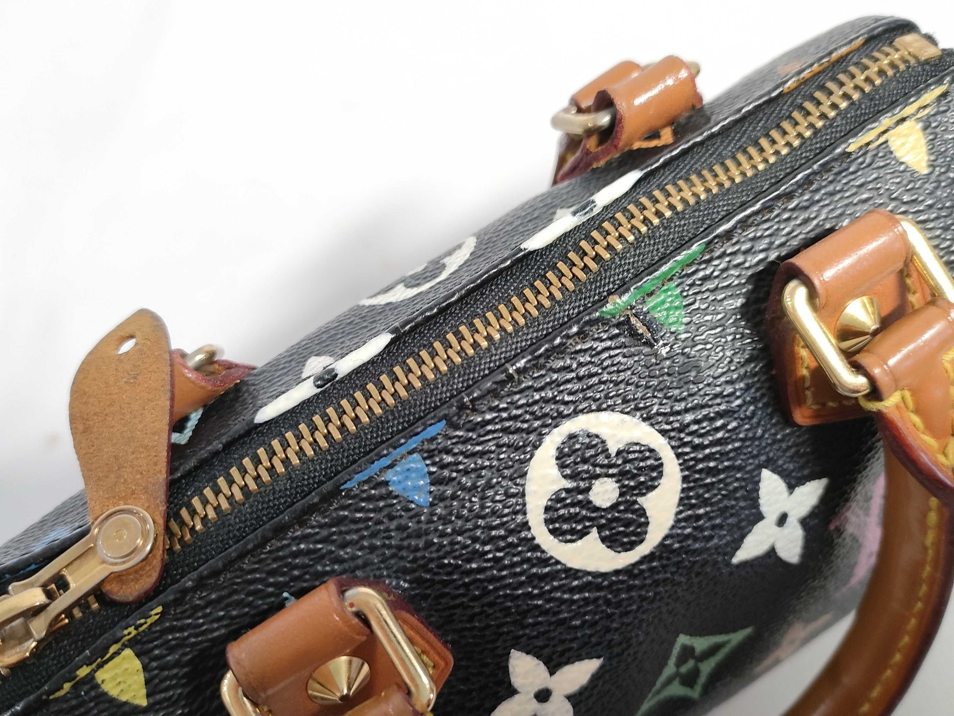 LOUIS VUITTON RFID verification failed. Serial number verification failed. Monogram Multicolore Louis Vuitton Monogram Mini Speedy Handbag Noir.