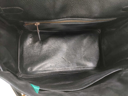 HERMES Birkin 35 〇Z Stamp Box Calf Black Handbag Tote Bag