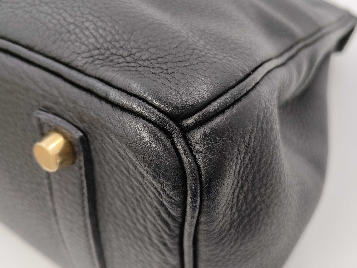 HERMES Birkin 35 Black Gold Hardware Star Mark □C Handbag