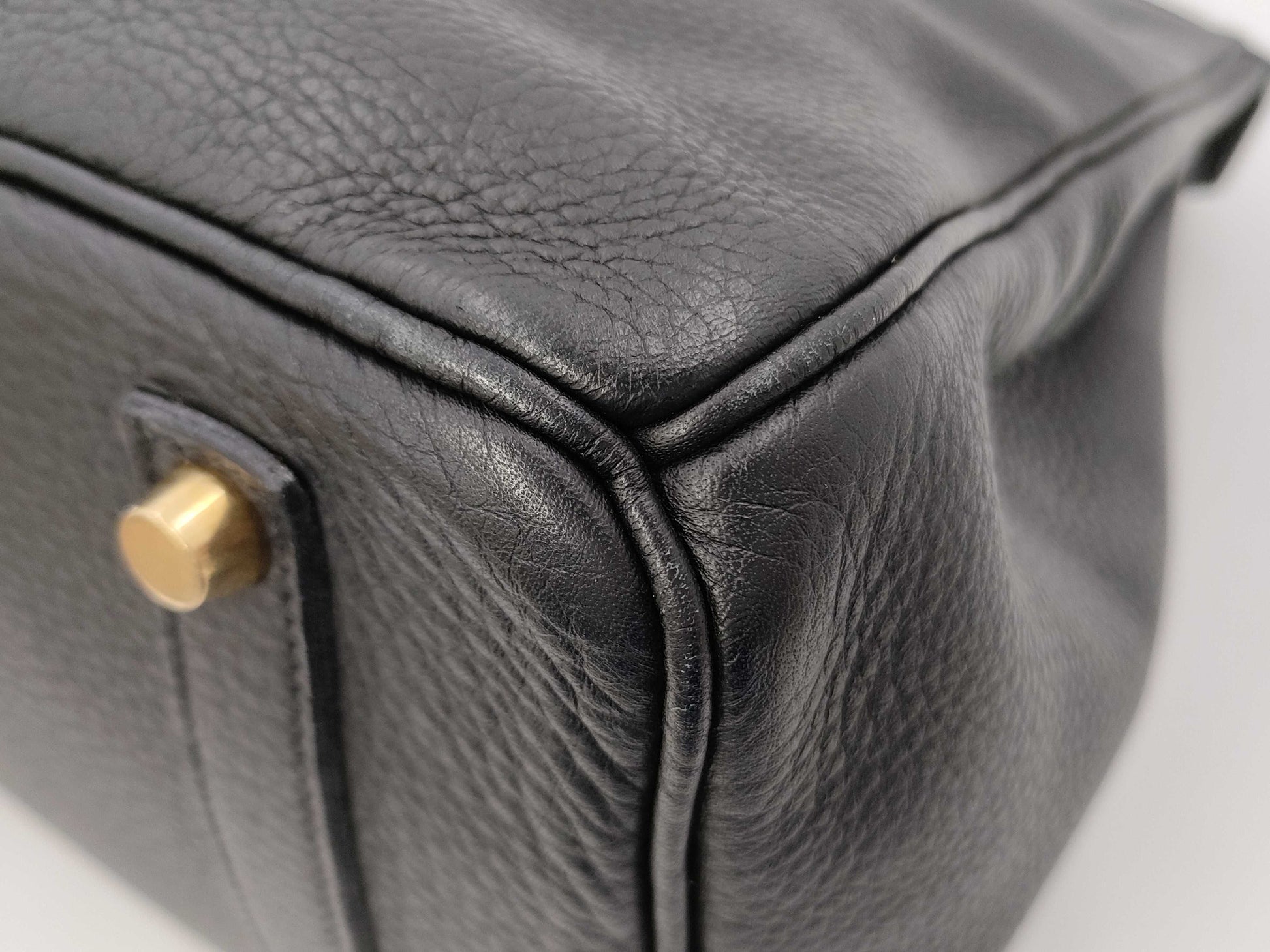 HERMES Birkin 35 Black Gold Hardware Star Mark □C Handbag