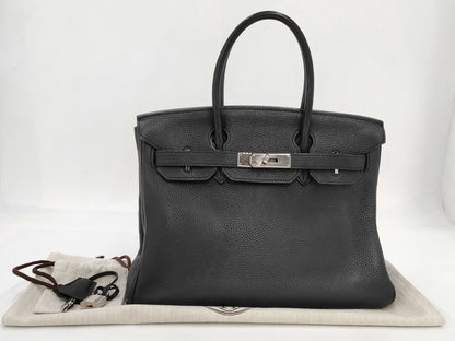 HERMES Birkin 30 Togo Black with Silver Hardware, Large Handbag