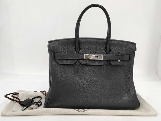 HERMES Birkin 30 Togo Black with Silver Hardware, Large Handbag