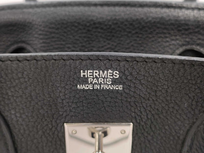 HERMES Birkin 30 Togo Black with Silver Hardware, Large Handbag