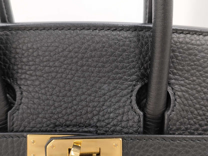 HERMES Birkin 25 Togo Black Gold Hardware Z Stamp Handbag