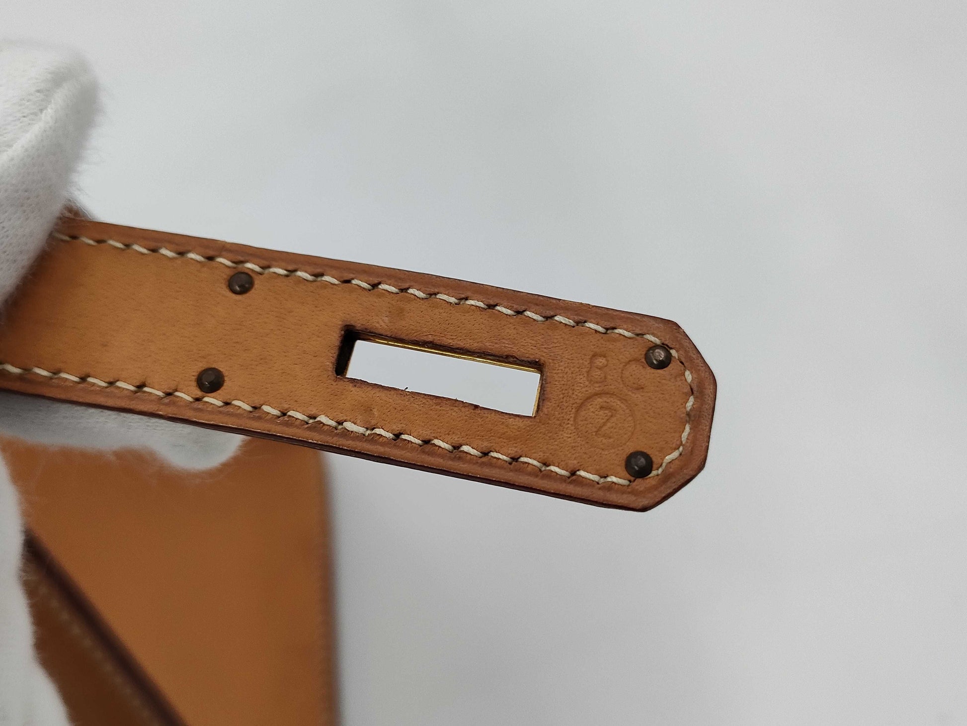 HERMES Kelly 32 Toile Natural Gold Hardware Shoulder Bag