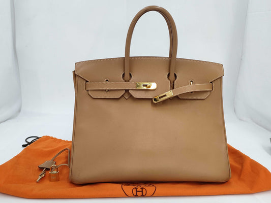 HERMES Birkin 35 Couchvel Natural Leather with Gold Hardware, E-Type Handbag