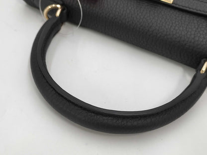 HERMES Kelly 25 Togo Black Handbag with GD Hardware and Double Stamp