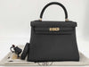 HERMES Kelly 25 Togo Black Handbag with GD Hardware and Double Stamp