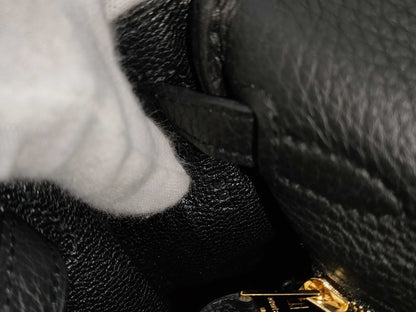 HERMES Kelly 25 Togo Black Handbag with GD Hardware and Double Stamp