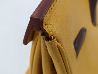 HERMES Birkin 35 Couchvel Havana x Jaune Gold Hardware Handbag