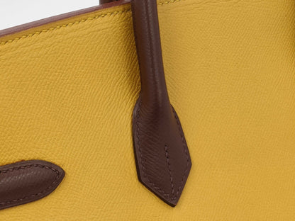 HERMES Birkin 35 Couchvel Havana x Jaune Gold Hardware Handbag