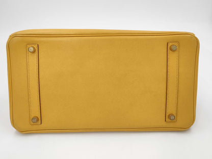 HERMES Birkin 35 Couchvel Havana x Jaune Gold Hardware Handbag