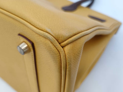 HERMES Birkin 35 Couchvel Havana x Jaune Gold Hardware Handbag