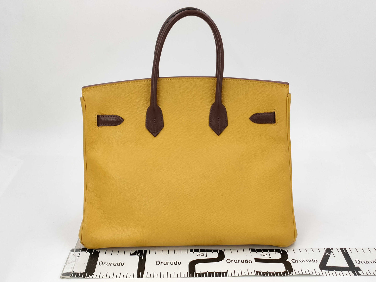 HERMES Birkin 35 Couchvel Havana x Jaune Gold Hardware Handbag