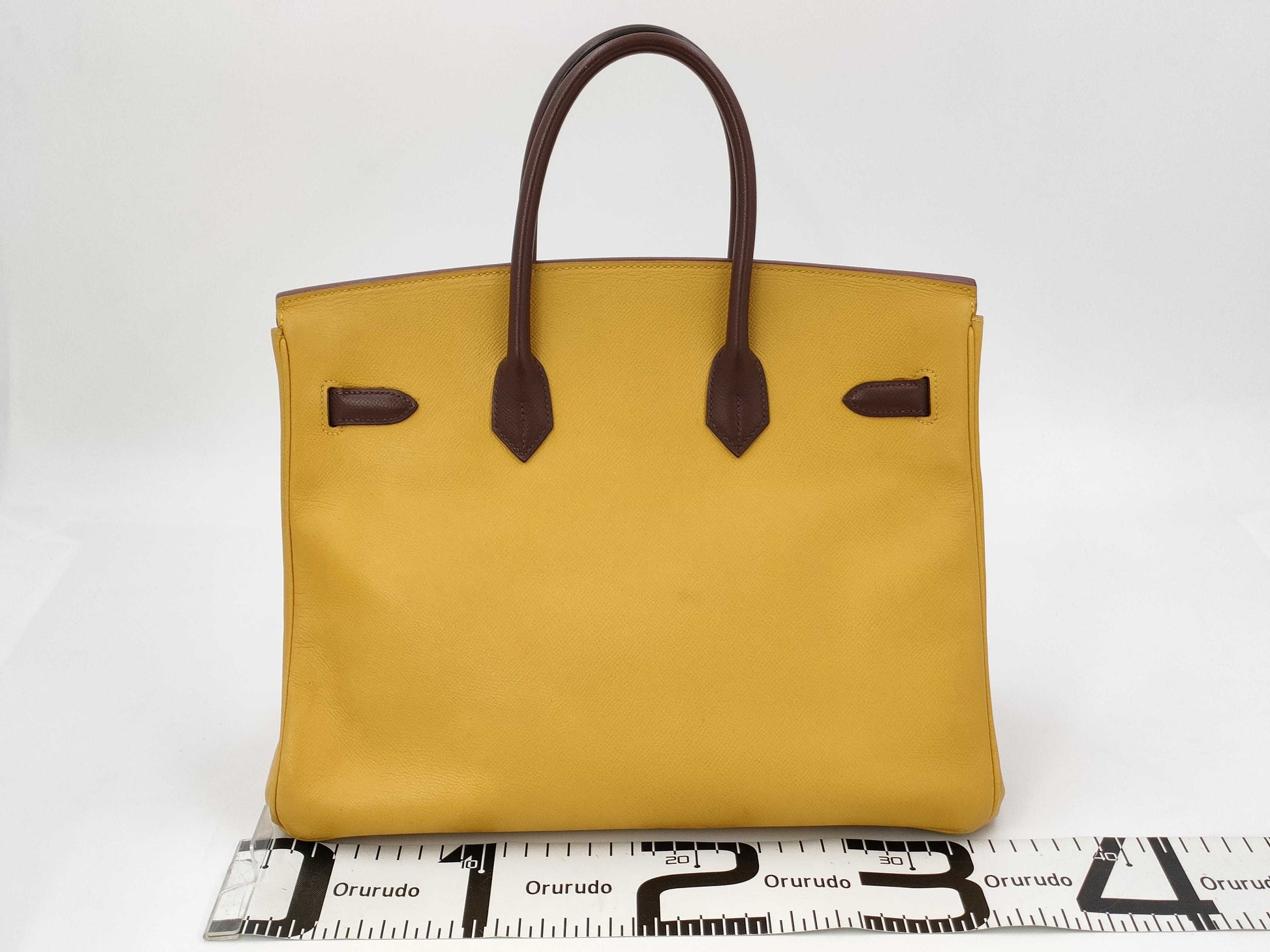 HERMES Birkin 35 Couchvel Havana x Jaune Gold Hardware Handbag