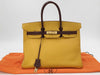 HERMES Birkin 35 Couchvel Havana x Jaune Gold Hardware Handbag