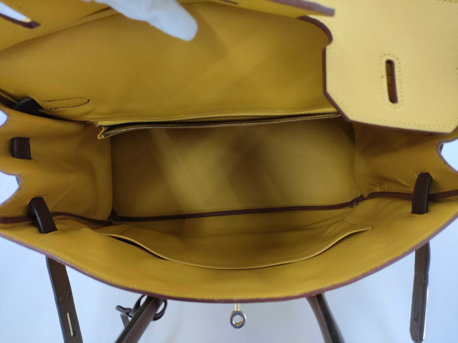 HERMES Birkin 35 Couchvel Havana x Jaune Gold Hardware Handbag