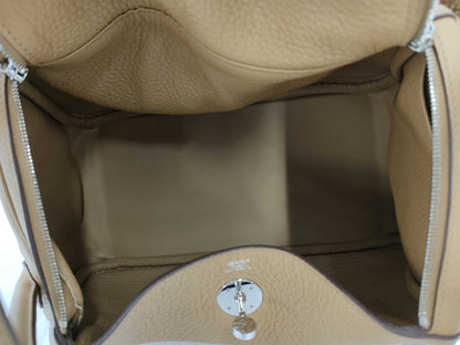 HERMES Lindy 26 Handbag in Taurillon Brown with Silver Hardware 