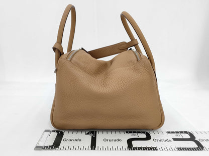 HERMES Lindy 26 Handbag in Taurillon Brown with Silver Hardware 