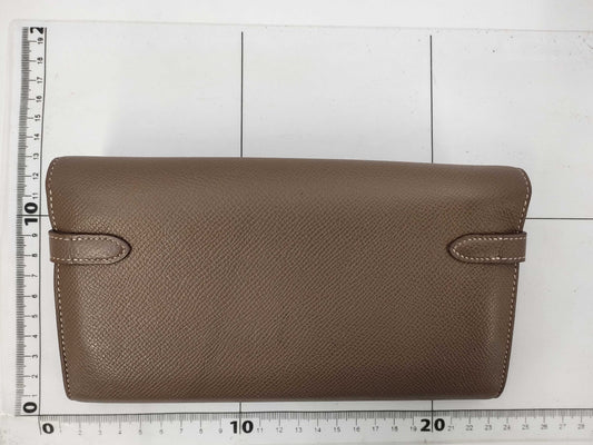 HERMES Kelly Wallet Long Etoupe Gold Hardware C Stamp Wallet