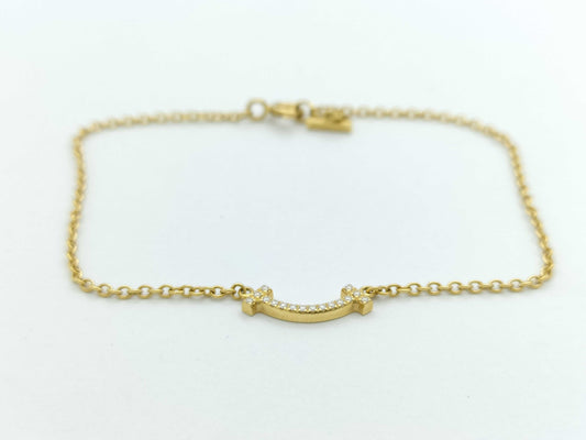 Tiffany & Co. T Smile Mini Diamond Bracelet/Bangle in Yellow Gold and Au750, 1.8g 