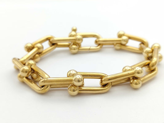 Tiffany & Co. Hardware Large Link Bracelet/Bangle in Yellow Gold and Au750, 35.2g 
