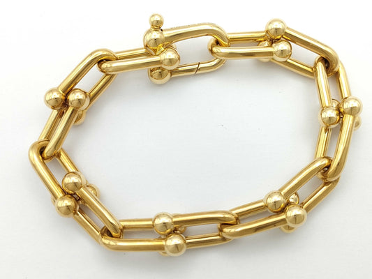Tiffany & Co. Hardware Large Link Bracelet/Bangle in Yellow Gold and Au750, 35.2g 