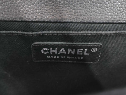 CHANEL Boy Chanel Caviar Leather Black with Silver Hardware Shoulder Bag