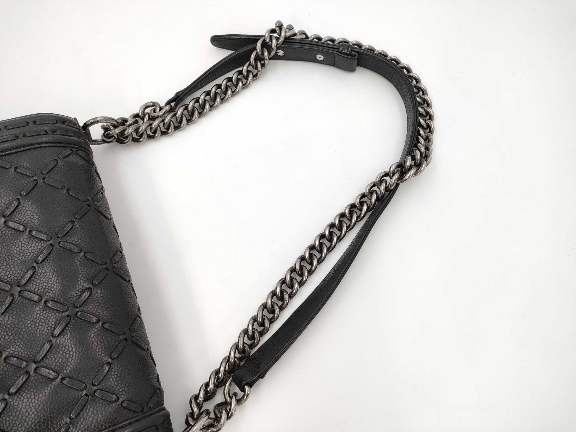 CHANEL Boy Chanel Caviar Leather Black with Silver Hardware Shoulder Bag