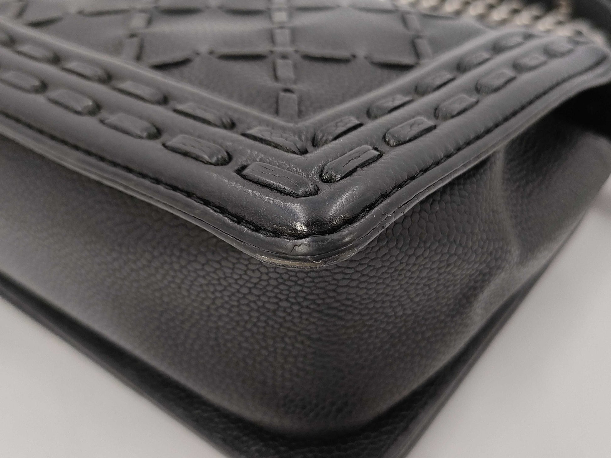 CHANEL Boy Chanel Caviar Leather Black with Silver Hardware Shoulder Bag