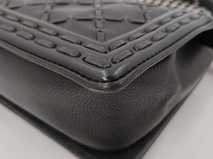 CHANEL Boy Chanel Caviar Leather Black with Silver Hardware Shoulder Bag