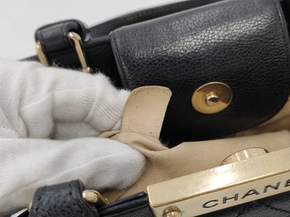 CHANEL 2-way handbag, No. 23, black with gold hardware