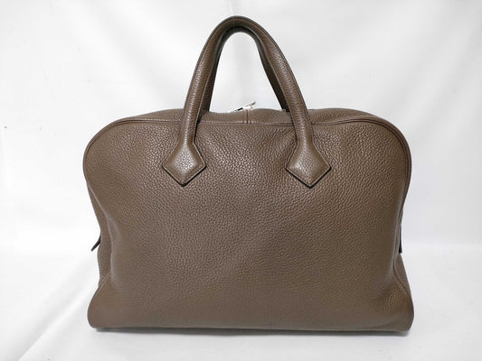 HERMES Victoria 35 Etoupe Silver Hardware Handbag