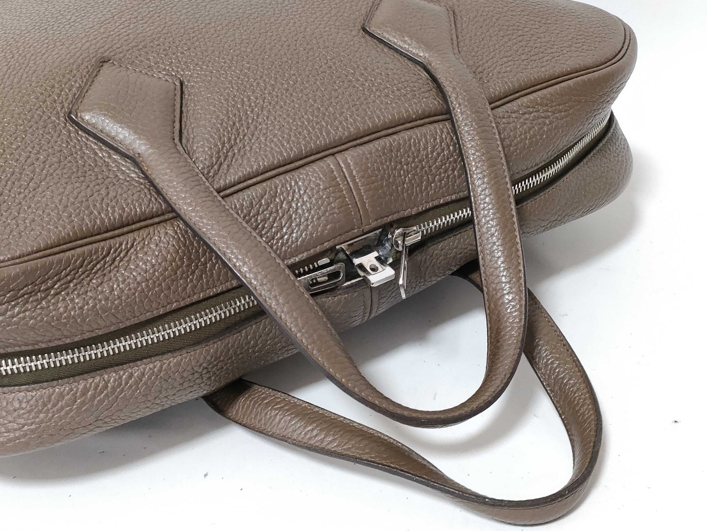 HERMES Victoria 35 Etoupe Silver Hardware Handbag