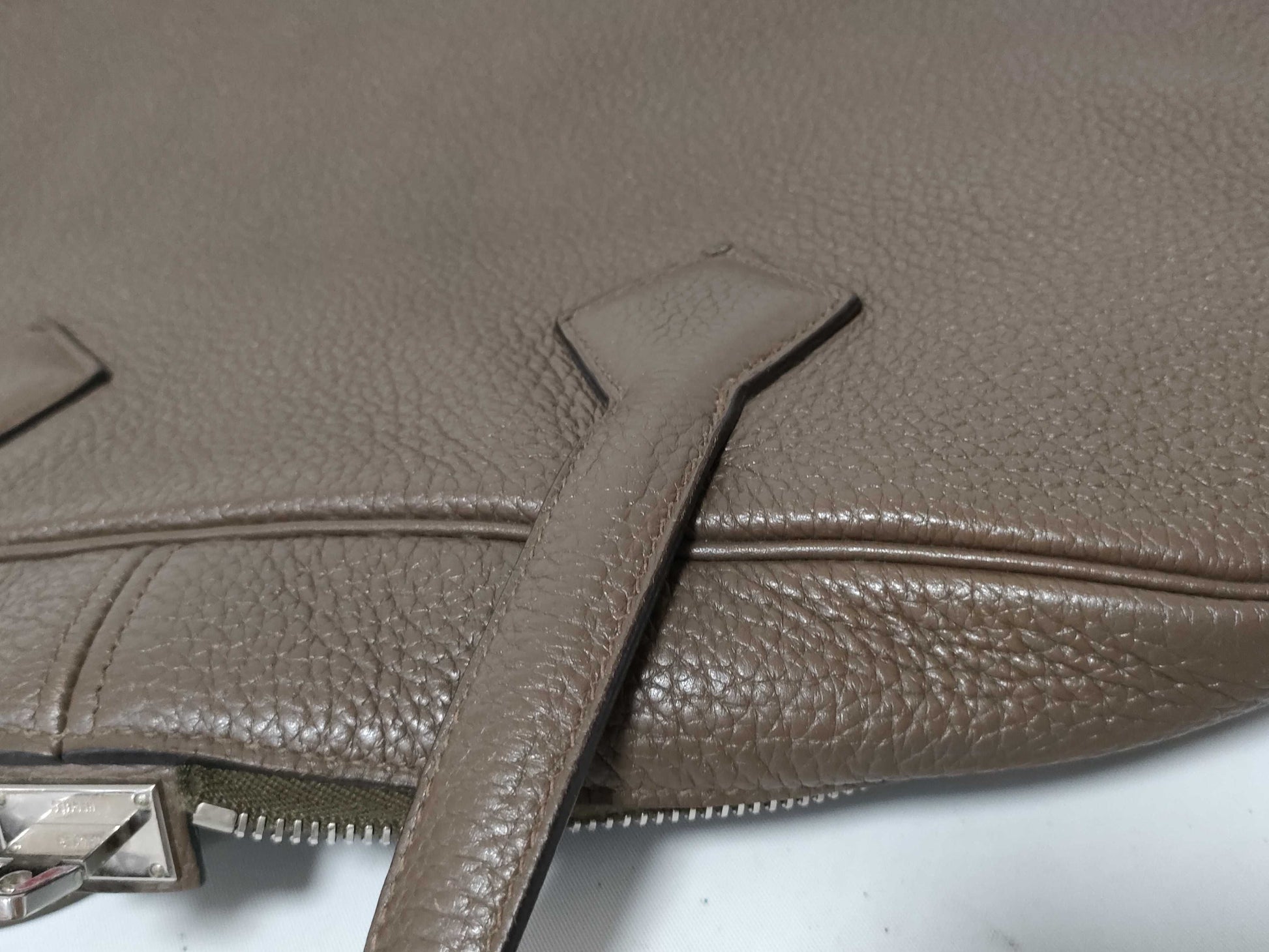 HERMES Victoria 35 Etoupe Silver Hardware Handbag