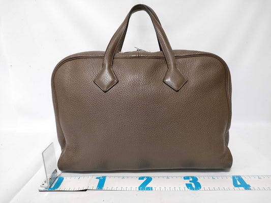 HERMES Victoria 35 Etoupe Silver Hardware Handbag