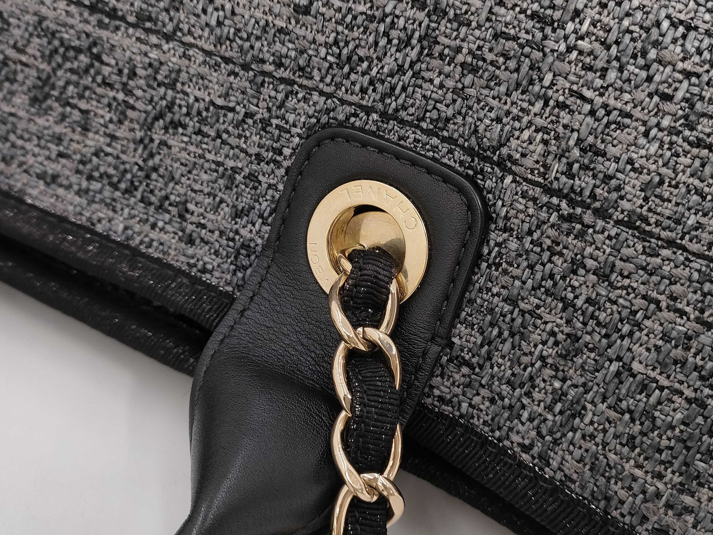 CHANEL Deauville Tote Bag with Plate